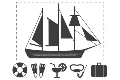 Sailboat travel info poster elements