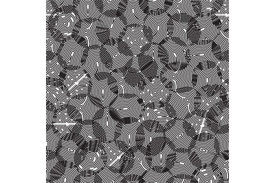 Abstract black fingerprints seamless pattern