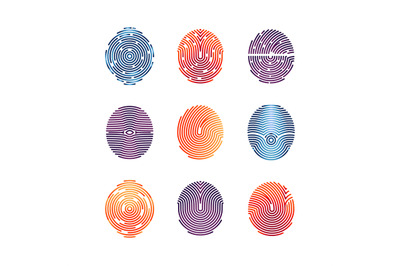 Colorful fingerprints icons - biometric info