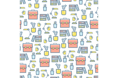 Office stationery and equipment seamless pattern