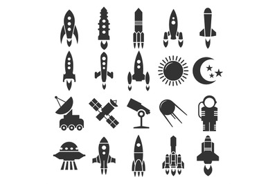 Rocket, spaceship, astronomy icons design