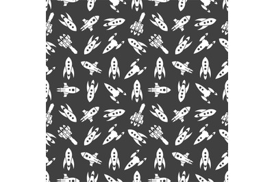 Spaceships and rockets seamless pattern