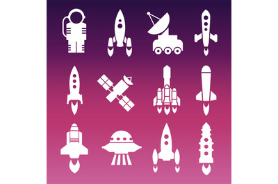 White shuttle, rockets and space