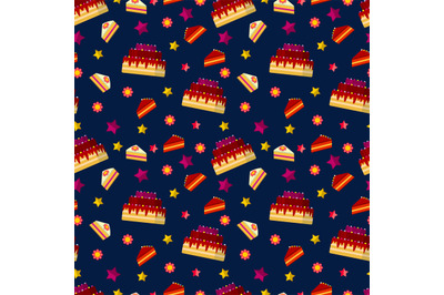 Colorful birthday cakes seamless pattern