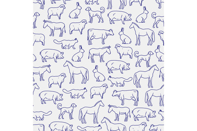 Popular farm animals seamless pattern