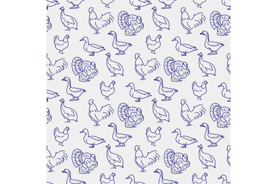 Popular farm birds seamless pattern