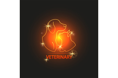 Shine veterinary logo design with cat and dog