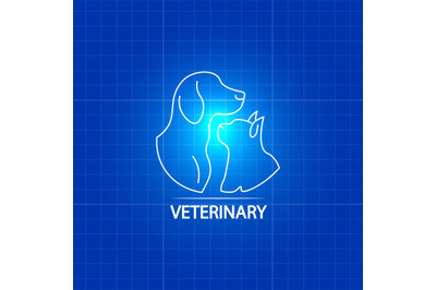 White veterinary logo design with cat and dog