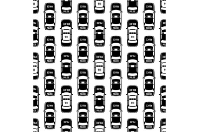 Black and white police cars seamless pattern