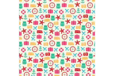 Cute colorful summer seamless pattern on sand backdrop