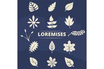 Nature elements collection - leaves and grass silhouettes set