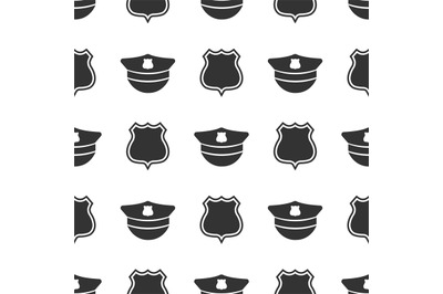 Police seamless pattern with police cap and badge