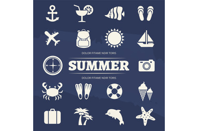 Summer vacation icons set - travel adventure icon