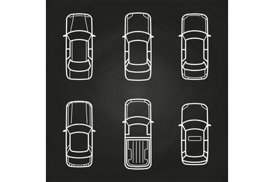 White cars template set - cars top view icons