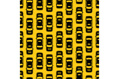 Black taxi traffic seamless pattern on yellow backdrop