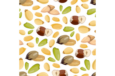 Cartoon style nuts seamless pattern - healthy food seamless texture de