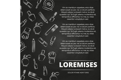 Chalkboard poster or background with line cosmetics