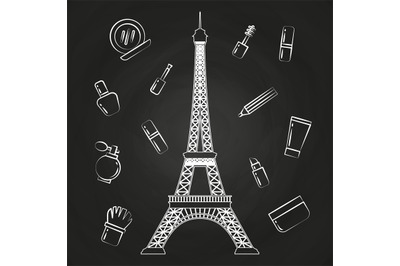 Paris Eiffel tower and beauty cosmetics