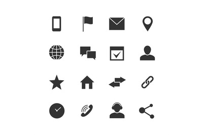 Contact and communication internet vector icons. Home, phone and email