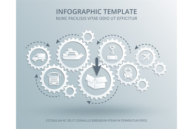 Delivery and distribution business vector consept with gears mechanism