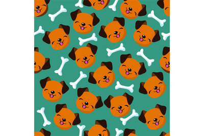 Happy dog face seamless vector pattern