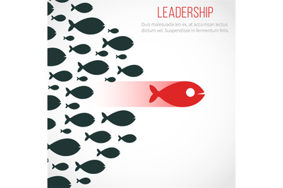 Business leadership vector concept with red leader fish and winning te