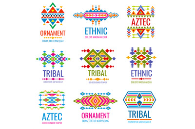 Vintage american indian vector logo set. Business brand identity in tr