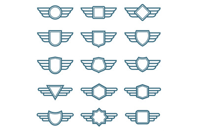 Eagle wings army vector badges. Aviation wing labels. Winged pilot emb