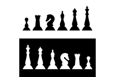 Chess pieces black silhouettes set. Business strategy vector icons