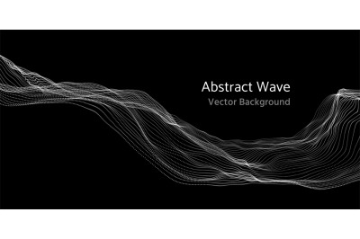 Mesh network 3d abstract wave and particles vector background