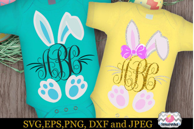 SVG, Dxf, Eps &amp; Png Easter Bunny Monogram for Cricut and Silhouette cu