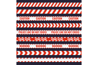 Set of red and white seamless police lines