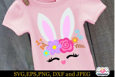 SVG&2C; Eps&2C; Dxf &amp;amp; Png Cutting Files For Easter Bunny Smiling Face&2C; Cricu