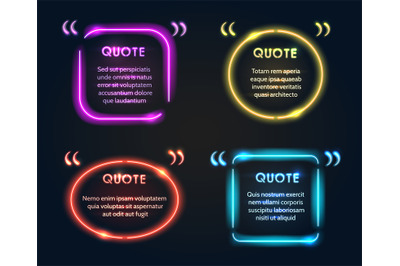 Quote neon frame set vector