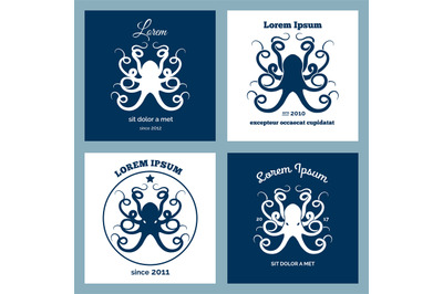 Nautical logo emblem with octopus