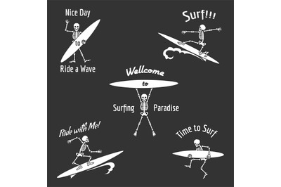 Skeleton surfer vector illustration