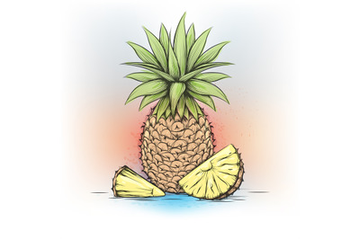 Colorful watercolor pineapple