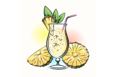 Pina colada tropical cocktail