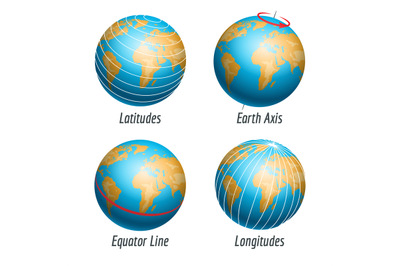 Latitude and longitude of earth globe