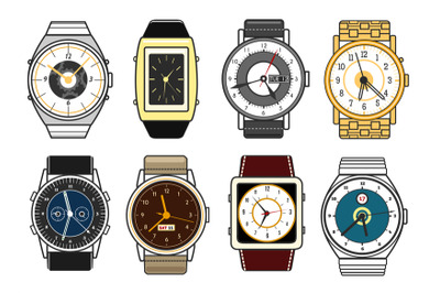 Vector hand watches on white