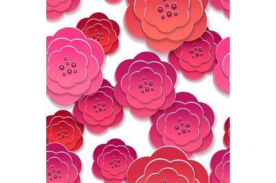 Paper rose flowers 3d pattern