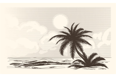 Vintage palm tree sketch