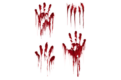 Bloody hand print on white background