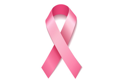 Pink ribbon on white background