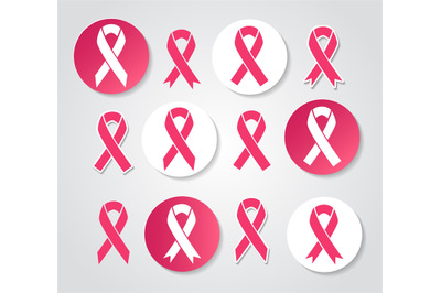 Pink ribbon bow icons