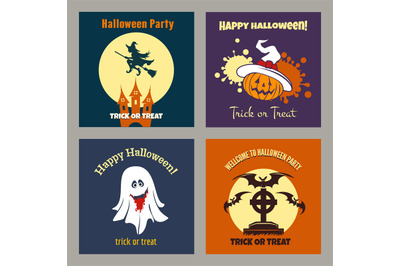 Halloween party scary flat posters