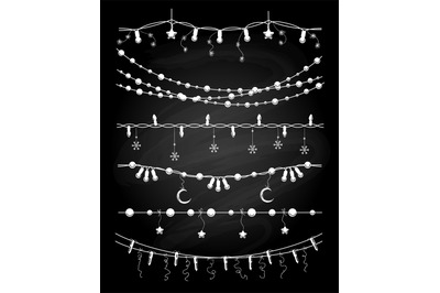 Christmas garlands or chalkboard