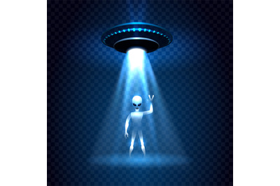 UFO invasion light beam with alien