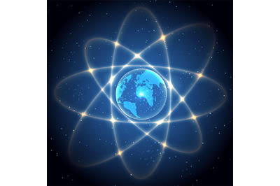 Globe like atom vector illustration