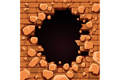 Red brick wall hole